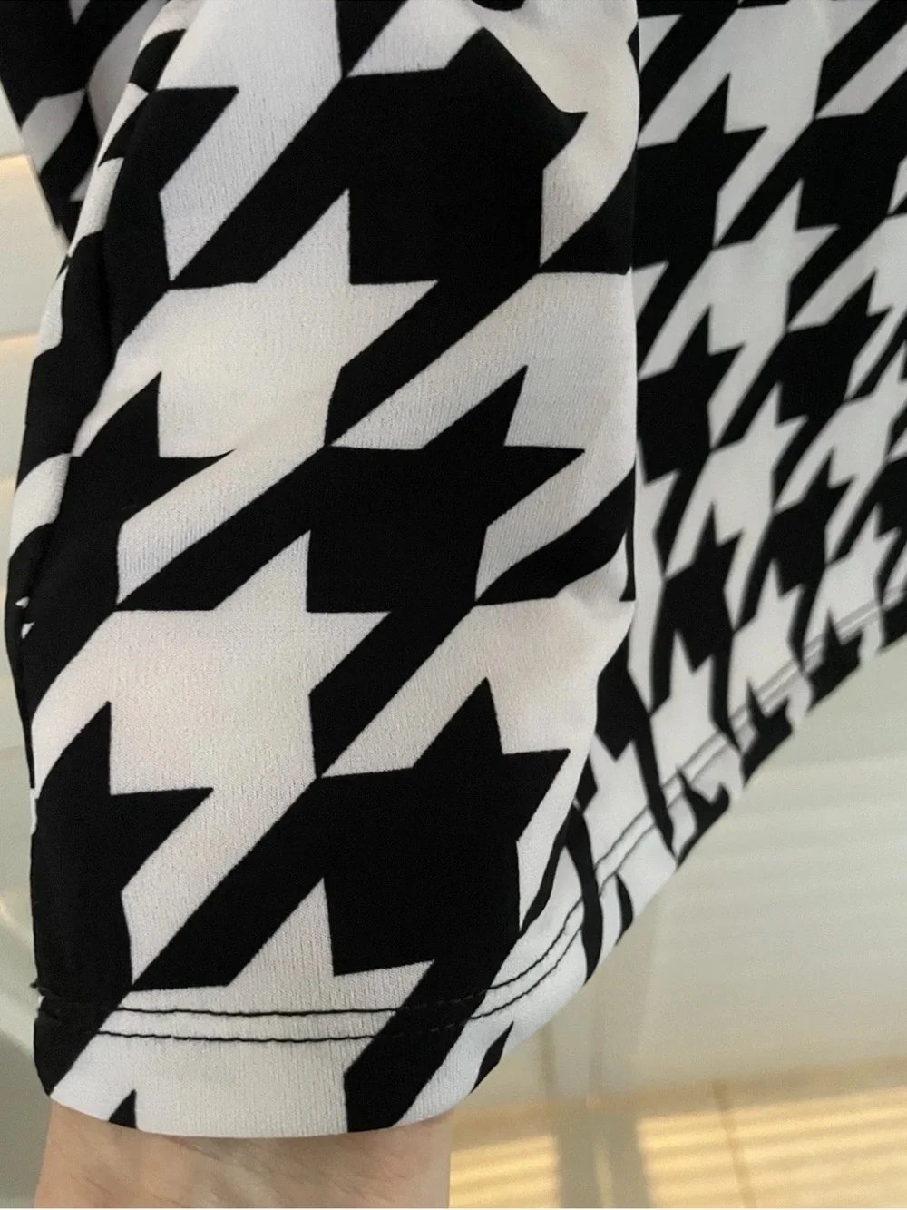 Black & White Houndstooth Embellished Pearl & Rhinestone Button-Down  size L NWT
